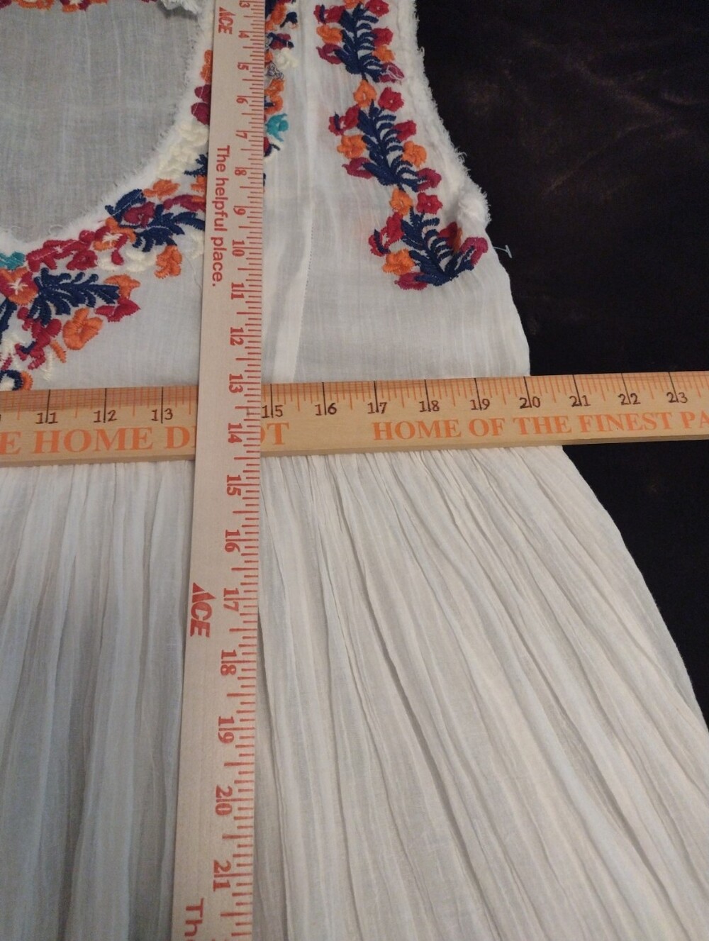 Free People One Sz M Embroidered Mini Dress Tunic Ivory Boho Festival Flowy - Picture 4 of 10